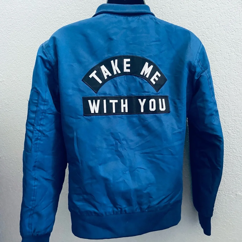 CHRLDR “Take me with you” Blue Bomber Jacket w/ Patches - XS